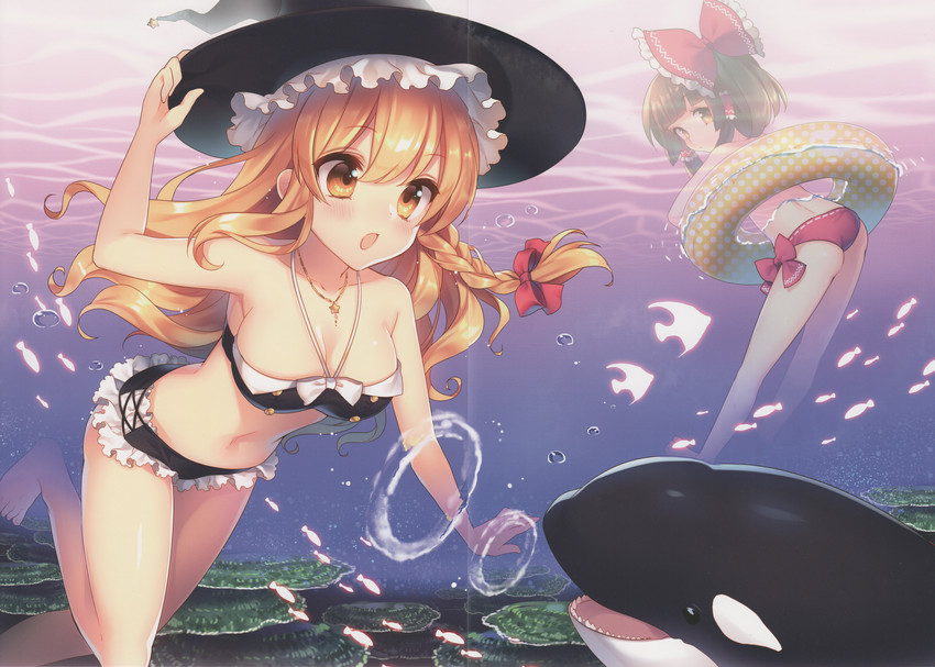 hakurei reimu and kirisame marisa (touhou) drawn by masaru.jp
