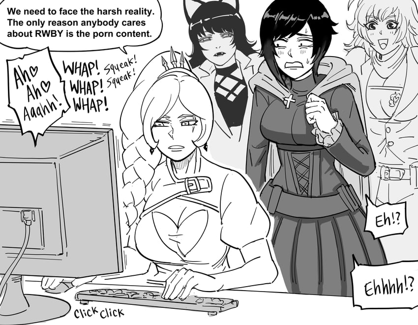 ruby rose, weiss schnee, yang xiao long, and blake belladonna (rwby) drawn by bb_(baalbuddy)