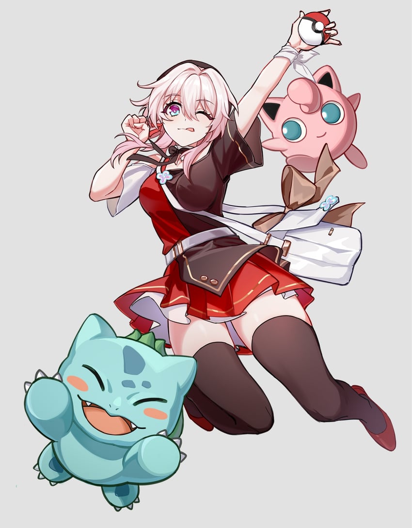 march 7th, bulbasaur, and jigglypuff (pokemon and 2 more) drawn by c-tp
