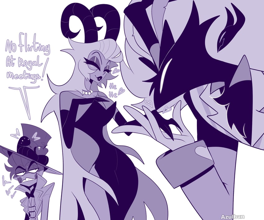 lucifer morningstar, lilith, and asmodeus (hazbin hotel and 1 more) drawn by azulbun
