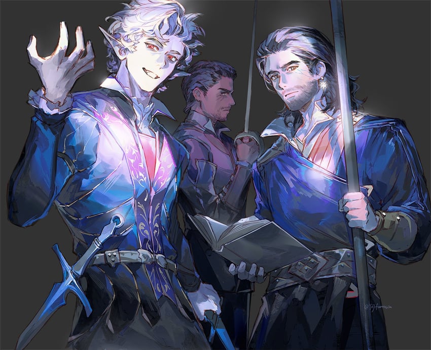 astarion, gale, and wyll (dungeons & dragons and 2 more) drawn by yuji_(fantasia)