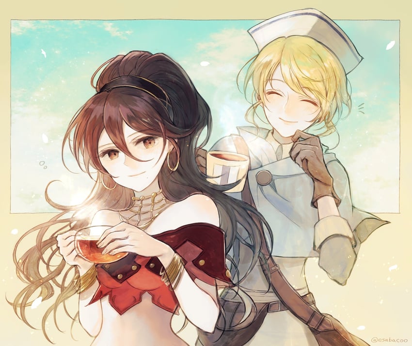 primrose azelhart and castti florenz (octopath traveler and 2 more) drawn by leaf_(esabacoo)