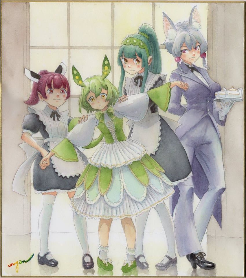 touhoku kiritan, zundamon, touhoku zunko, touhoku itako, and ojou-sama zundamon (voiceroid and 1 more) drawn by uryan!