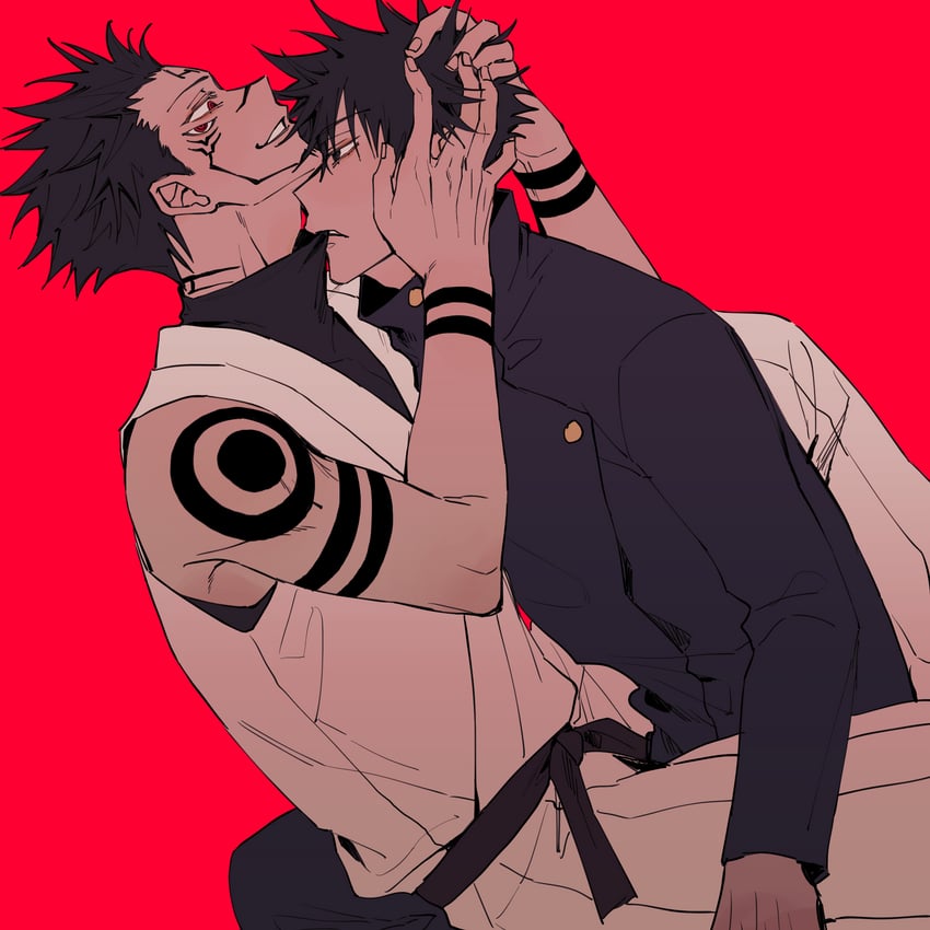 fushiguro megumi and ryoumen sukuna (jujutsu kaisen) drawn by azukiharuta_ju