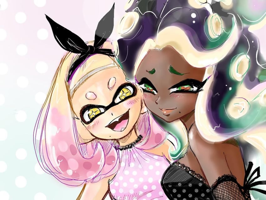 marina and pearl (splatoon and 1 more) drawn by shijukatako