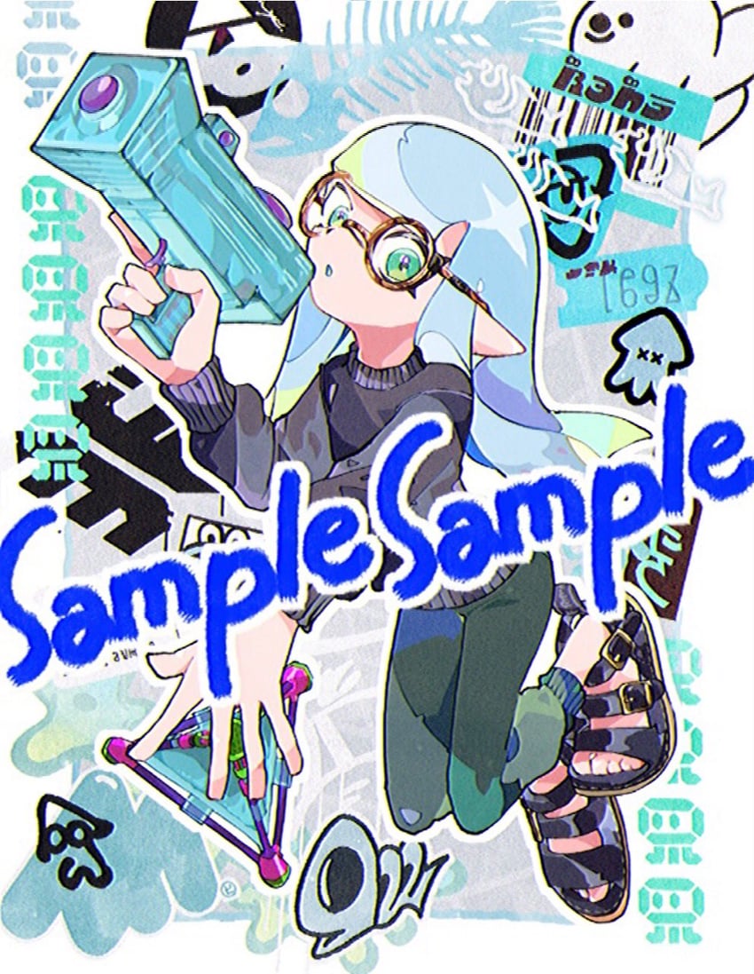 inkling player character and inkling girl (splatoon) drawn by satomori