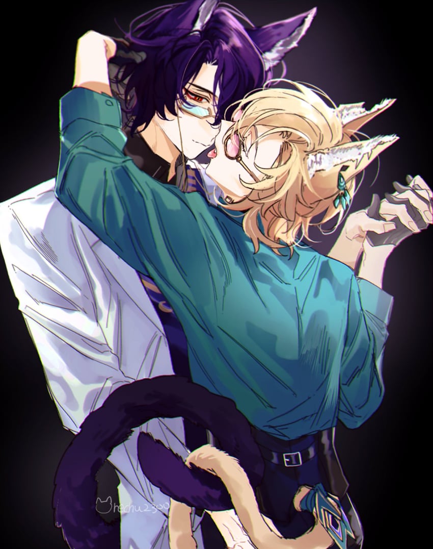 aventurine and dr. ratio (honkai and 1 more) drawn by rechu2300