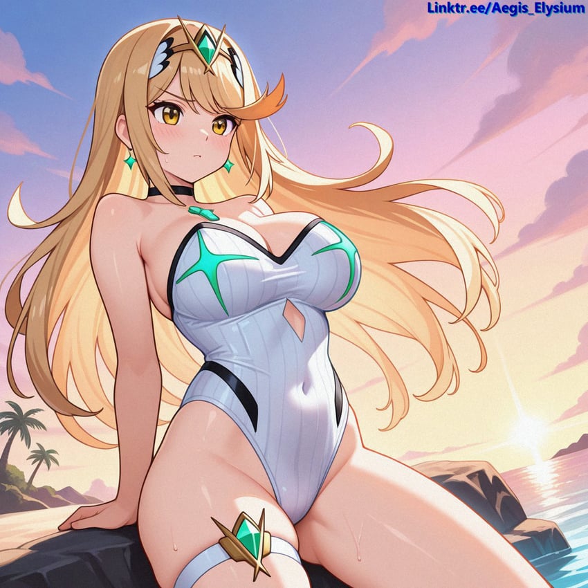 mythra (xenoblade chronicles and 1 more) drawn by aegis_elysium