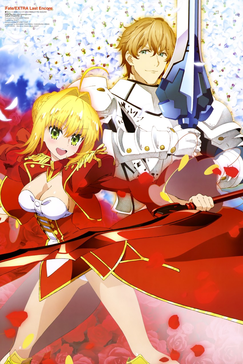 nero claudius and gawain (fate and 2 more) drawn by miwa_kazuhiro, takiyama_masaaki, and yamamura_hiroki