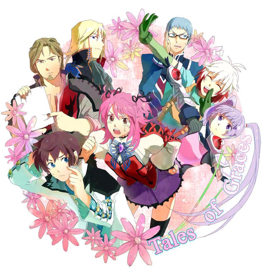 sophie, asbel lhant, cheria barnes, pascal, hubert ozwell, and 2 more (tales of and 1 more) drawn by gomosawa