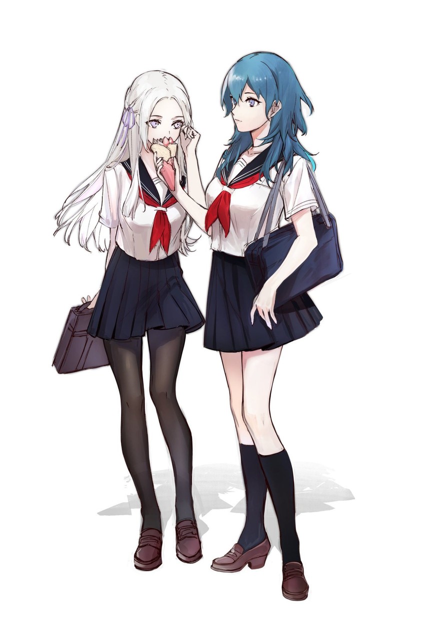 female byleth and edelgard von hresvelg (fire emblem and 1 more) drawn by clovisxvii