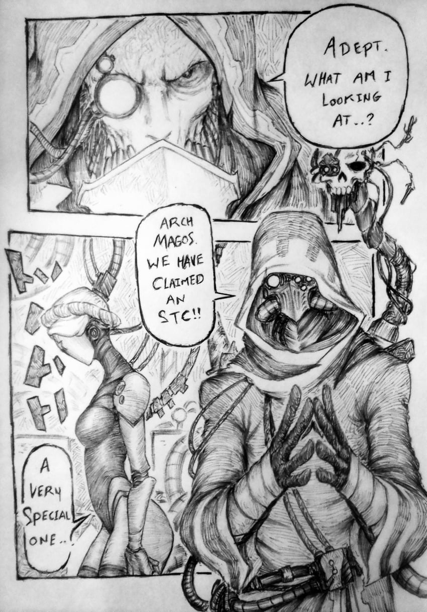 adeptus mechanicus and left (warhammer 40k and 1 more) drawn by chronozbergh