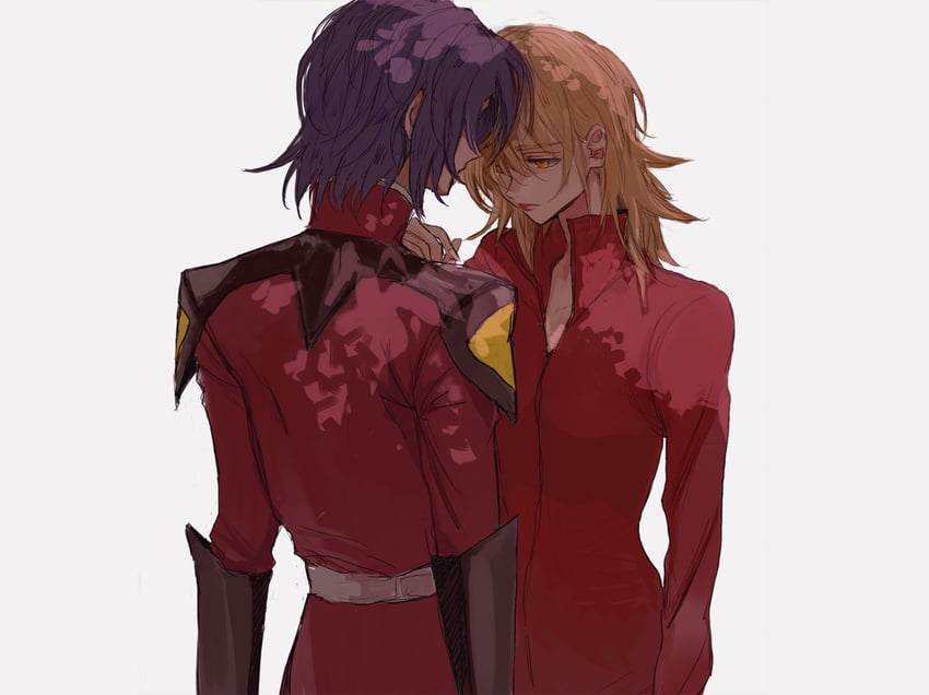 cagalli yula athha and athrun zala (gundam and 1 more) drawn by she_(morianosu)