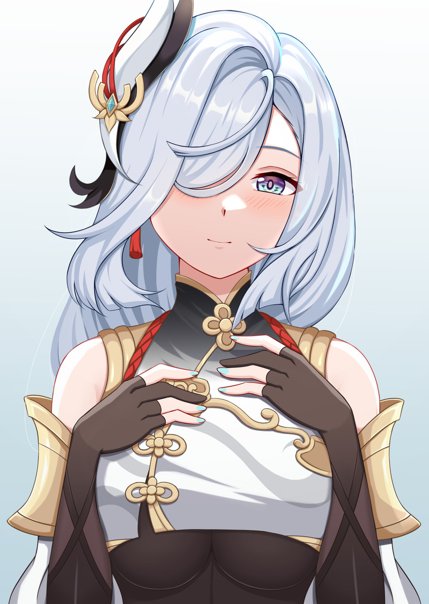 shenhe (genshin impact) drawn by lunarscent