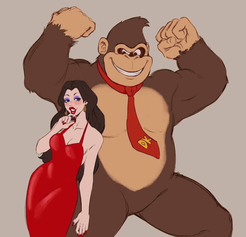donkey kong and pauline (mario and 1 more) drawn by peppr_n'_salt