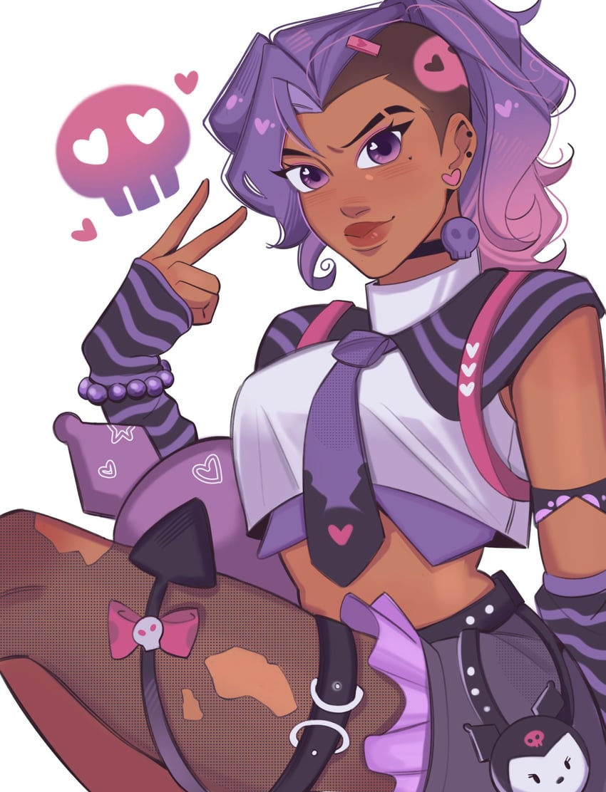 kuromi and sombra (overwatch and 2 more) drawn by kaiwankon