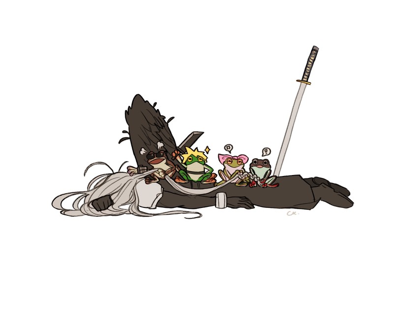 tifa lockhart, cloud strife, aerith gainsborough, sephiroth, and barret wallace (final fantasy and 2 more) drawn by eddanis_k