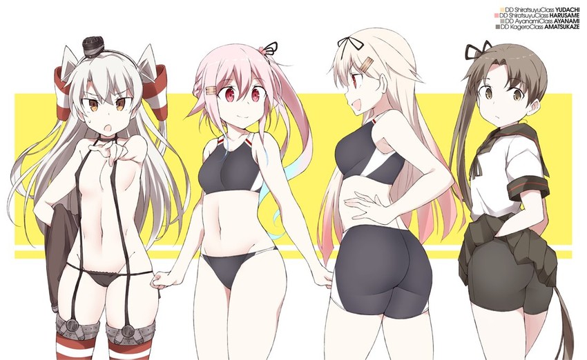yuudachi, yuudachi kai ni, amatsukaze, harusame, ayanami, and 1 more (kantai collection) drawn by shigino_sohuzi