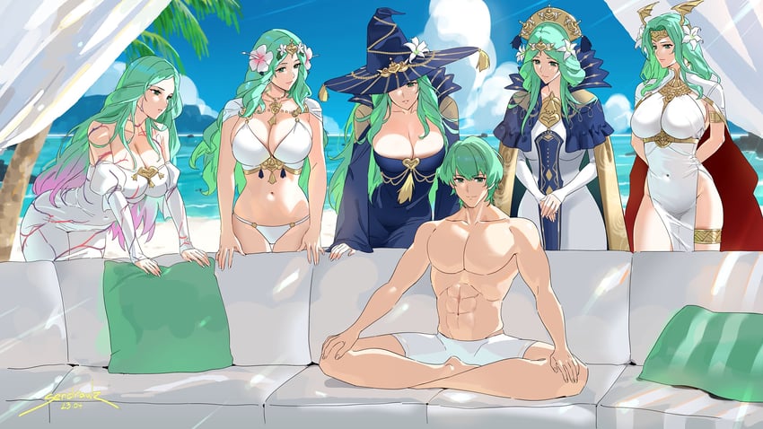 rhea, male byleth, and seiros (fire emblem and 2 more) drawn by sendo_(sendrawz)