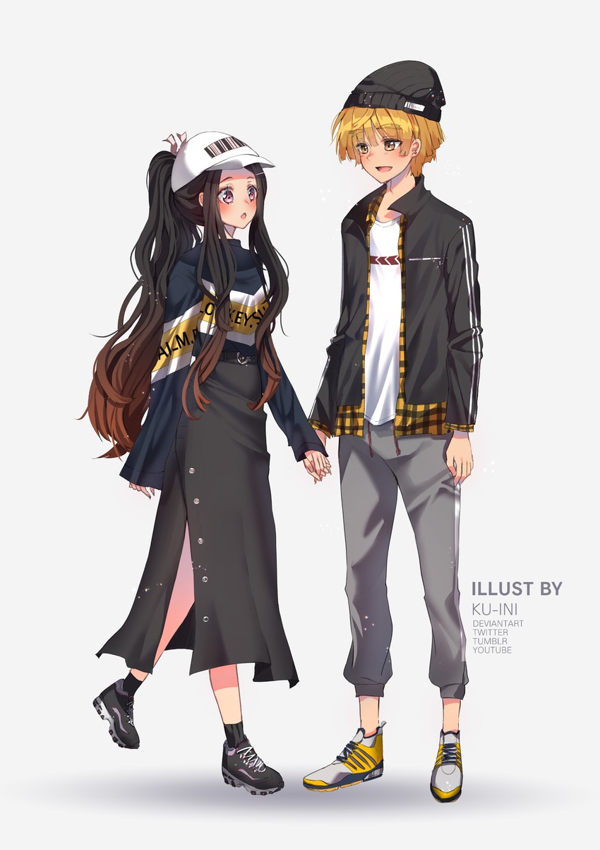 kamado nezuko and agatsuma zenitsu (kimetsu no yaiba) drawn by ku-ini