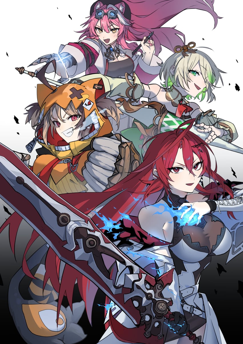 raora panthera, gigi murin, cecilia immergreen, and elizabeth rose bloodflame (hololive and 1 more) drawn by aasu_(mhgbh510)