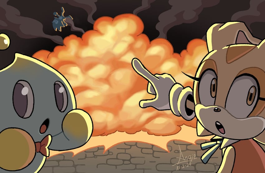 sonic the hedgehog, cream the rabbit, neutral chao, and cheese (sonic) drawn by angiethecat