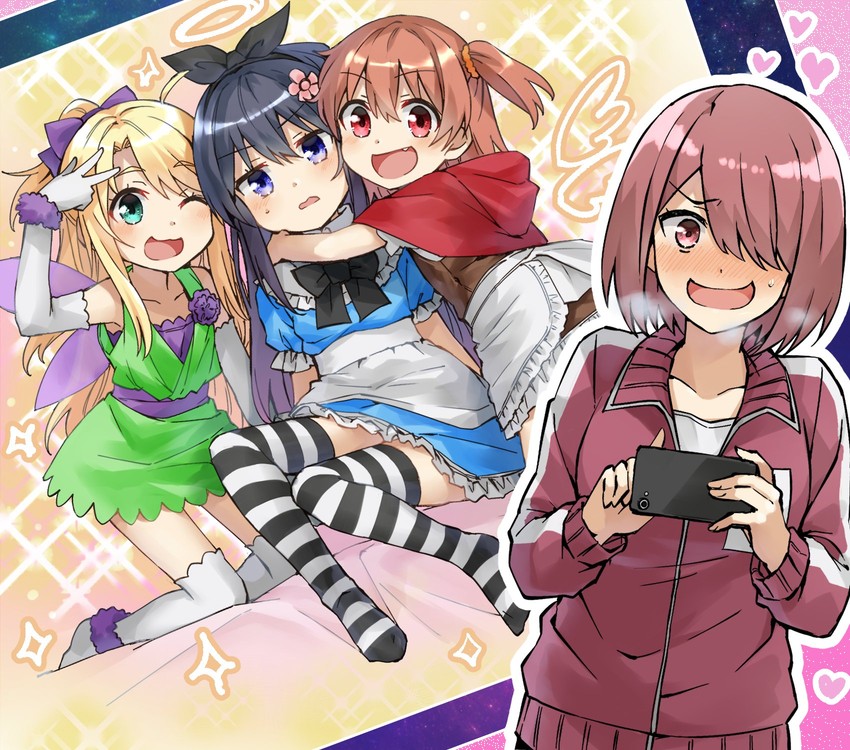 alice, little red riding hood, himesaka noa, shirosaki hana, hoshino miyako, and 2 more (watashi ni tenshi ga maiorita! and 1 more) drawn by somechime_(sometime1209)