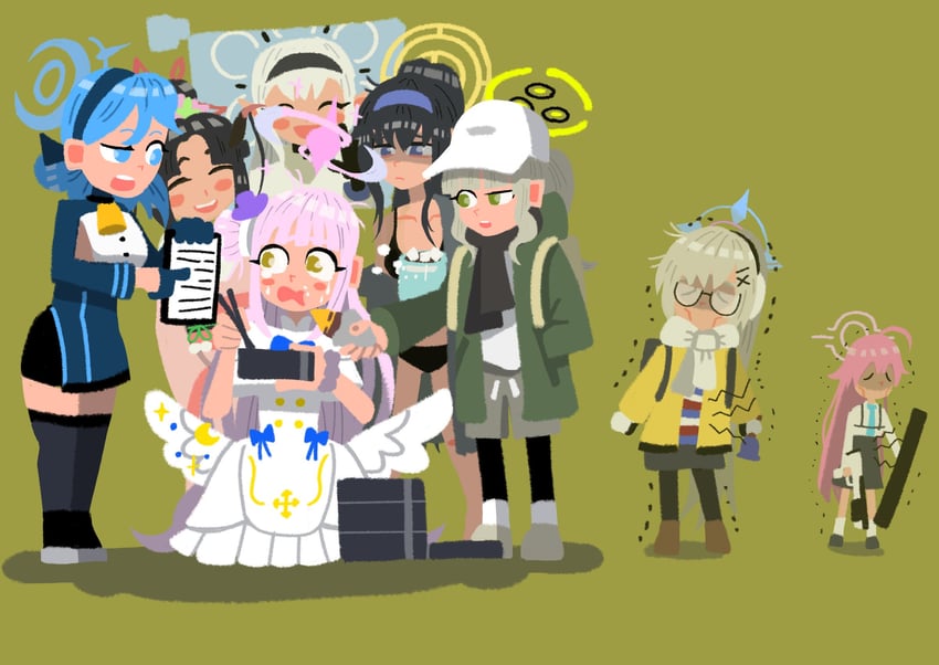 hoshino, mika, ako, ui, himari, and 3 more (blue archive) drawn by jje_py