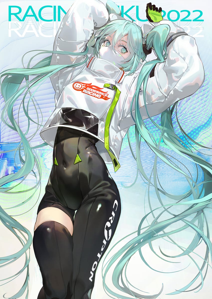 hatsune miku and racing miku (vocaloid and 1 more) drawn by nanase_miri