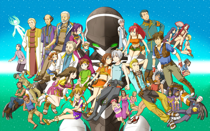 amy, bellows, saaya, ledo, melty, and 15 more (suisei no gargantia) drawn by risakko3