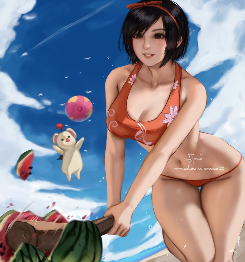yuffie kisaragi and moogle (final fantasy and 3 more) drawn by wei_(promise_0820)