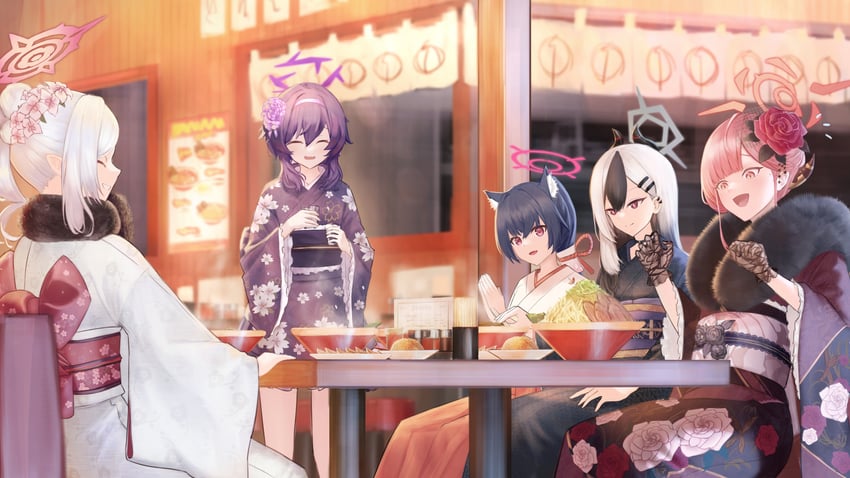 kayoko, aru, mutsuki, serika, and haruka (blue archive) drawn by koseikogani