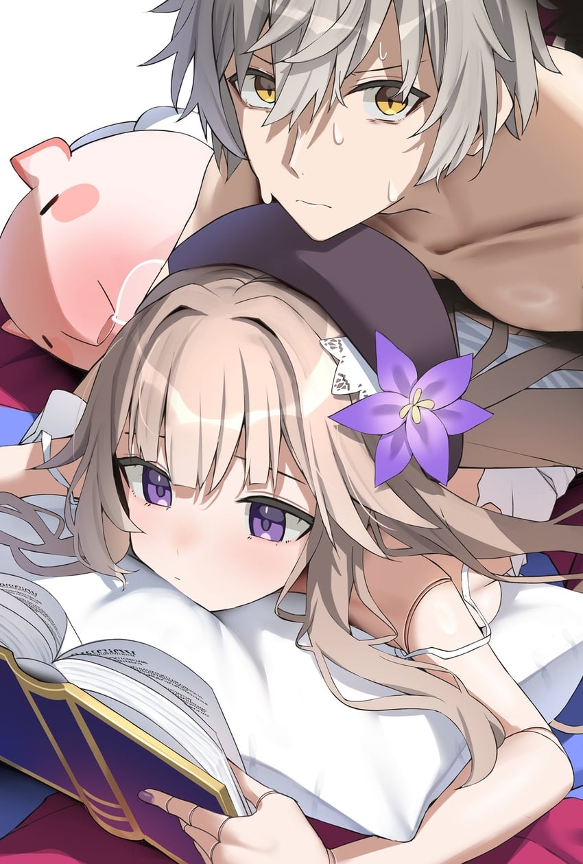 trailblazer, caelus, herta, and tuskpir (honkai and 1 more) drawn by nidaime_(doronbo)