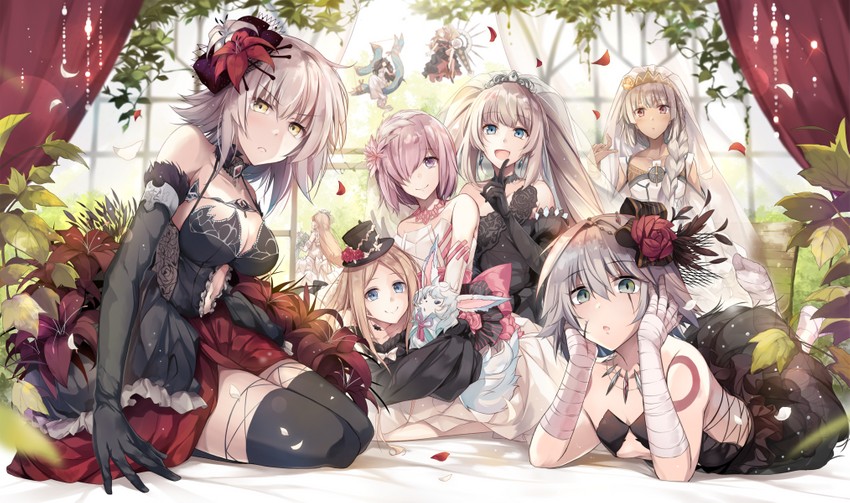 mash kyrielight, jeanne d'arc alter, abigail williams, ereshkigal, ishtar, and 5 more (fate and 2 more) drawn by hirai_yuzuki