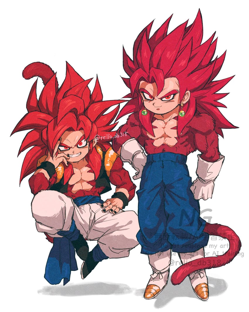 gogeta and vegetto (dragon ball and 1 more) drawn by relio_db318