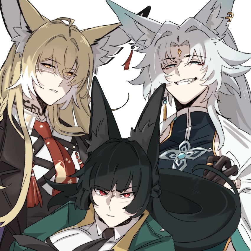 hoshimi miyabi, feixiao, and vulpisfoglia (arknights and 4 more) drawn by sc2_22