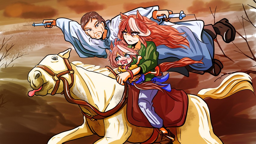 tokai teio, symboli rudolf, gold ship, and mejiro family doctor (umamusume and 2 more) drawn by segen_(segen311)