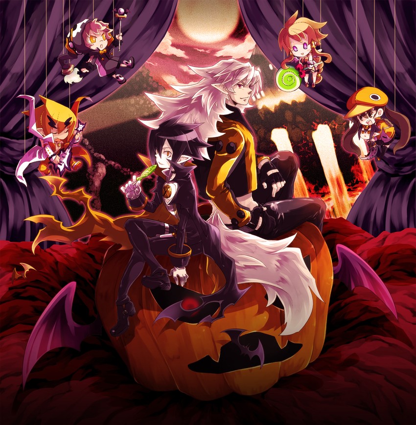 prinny, kazamatsuri fuuka, valvatorez, vulcanus, desco, and 3 more (disgaea and 1 more) drawn by tsukiko_(meltdown)