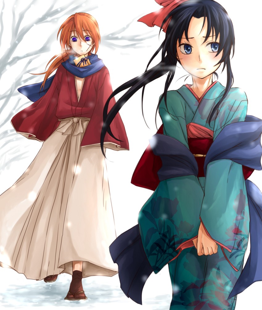 himura kenshin and kamiya kaoru (rurouni kenshin) drawn by k_hearts