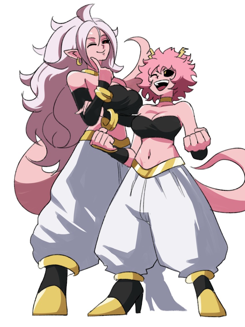 ashido mina, android 21, and majin android 21 (boku no hero academia and 2 more) drawn by tina_fate