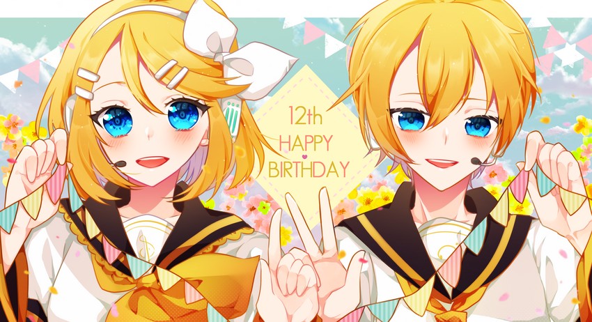 kagamine rin and kagamine len (vocaloid) drawn by cherry_anzu