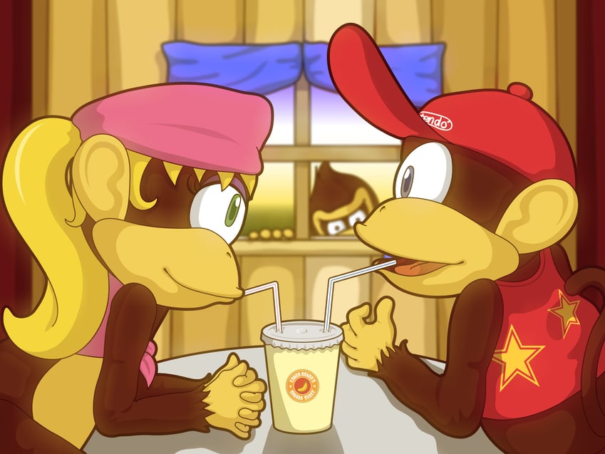 donkey kong, diddy kong, and dixie kong (donkey kong and 1 more) drawn by tenseiginga