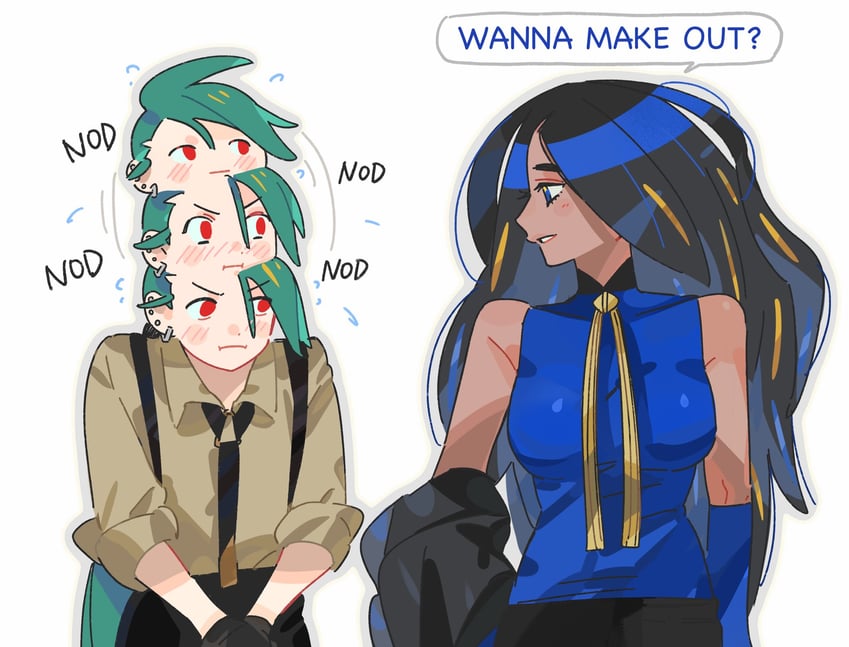 rika and geeta (pokemon and 1 more) drawn by nanaasuzy