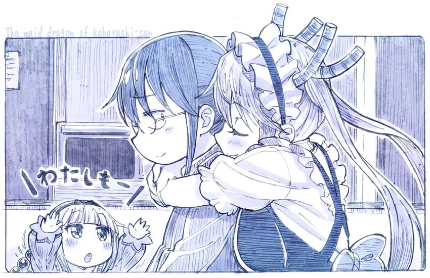 kanna kamui, tohru, and kobayashi (kobayashi-san chi no maidragon) drawn by sakino_shingetsu