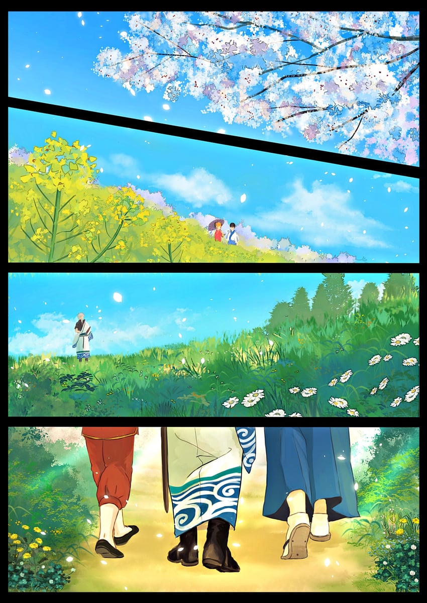 sakata gintoki, kagura, and shimura shinpachi (gintama) drawn by shooogun