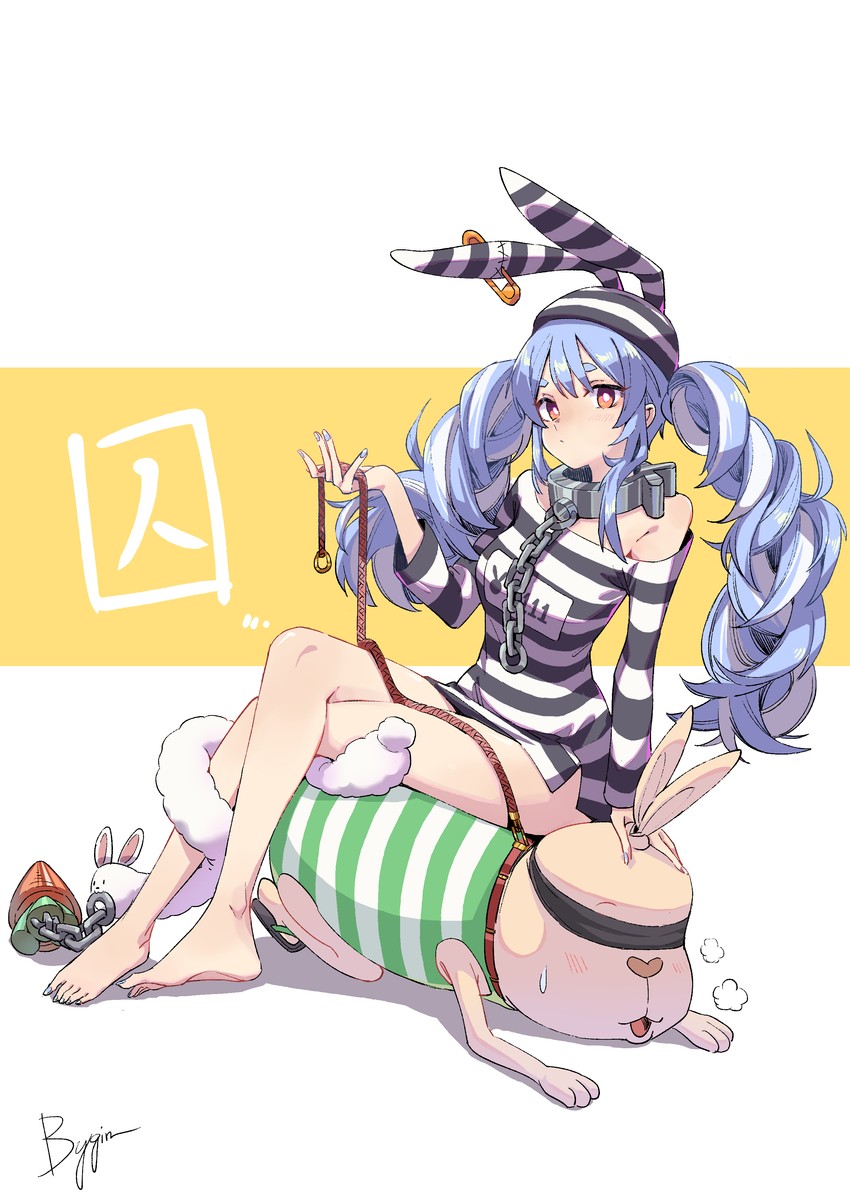usada pekora, don-chan, and putin (hololive and 1 more) drawn by bygin