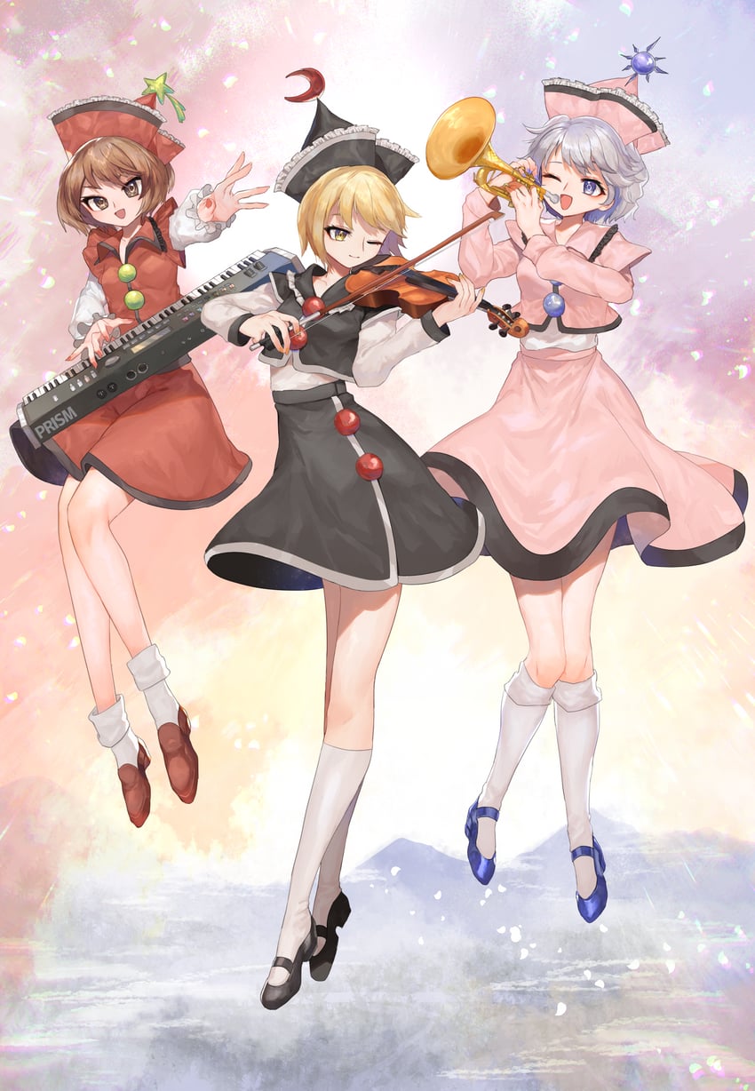 lunasa prismriver, merlin prismriver, and lyrica prismriver (touhou) drawn by novadada