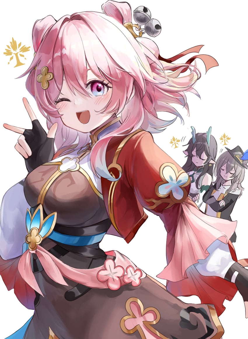 trailblazer, stelle, march 7th, and dan heng (honkai and 1 more) drawn by miko_miko2525