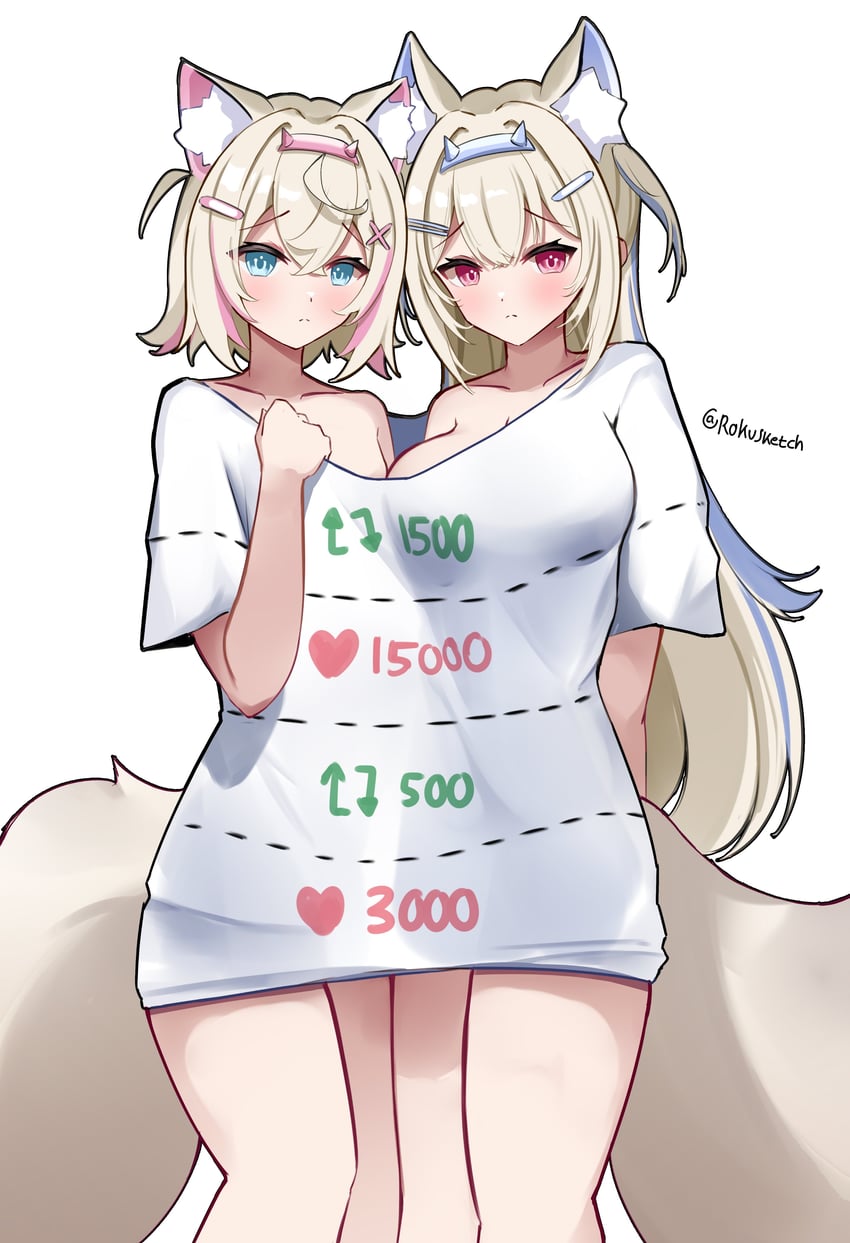 fuwawa abyssgard and mococo abyssgard (hololive and 1 more) drawn by rokusketch