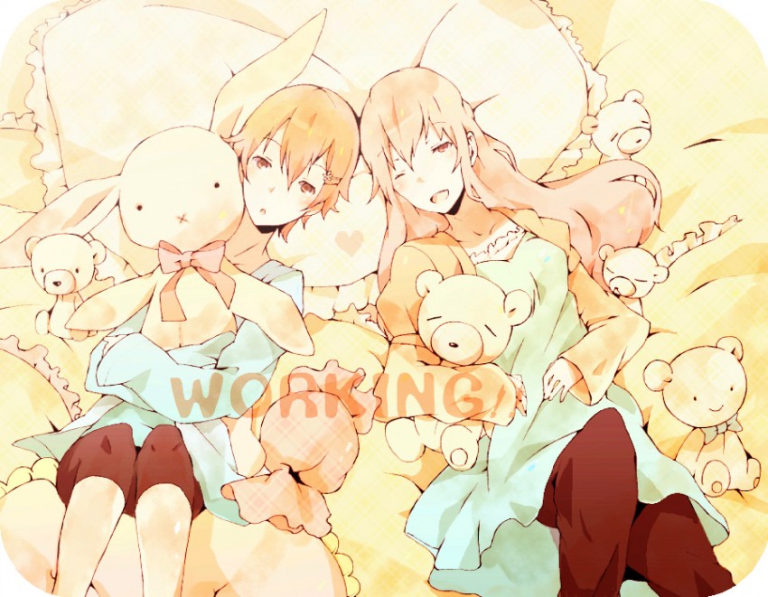 inami mahiru, takanashi souta, and takanashi kotori (working!!) drawn by amasato